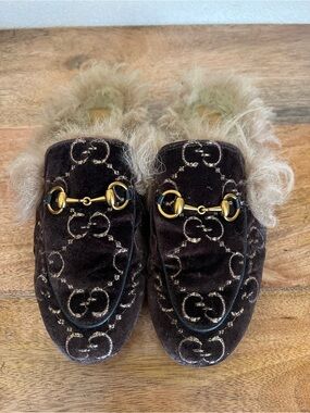 Gucci | Shoes | Gucci Black Leather Mules With Fur Size 38 7 2